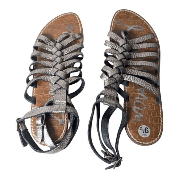 SAM EDELMAN Greco Strappy Bronzed Leather Sandal Size 9.5M - Picture 5 of 7